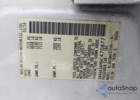 2014 Nissan Maxima 3.5 S/3.5 Sv from USA, damaged, VIN 1N4AA5AP6EC470877